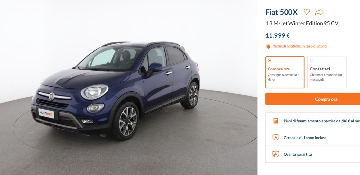 FIAT 500X occasione auto prezzo vantaggi usata vendita